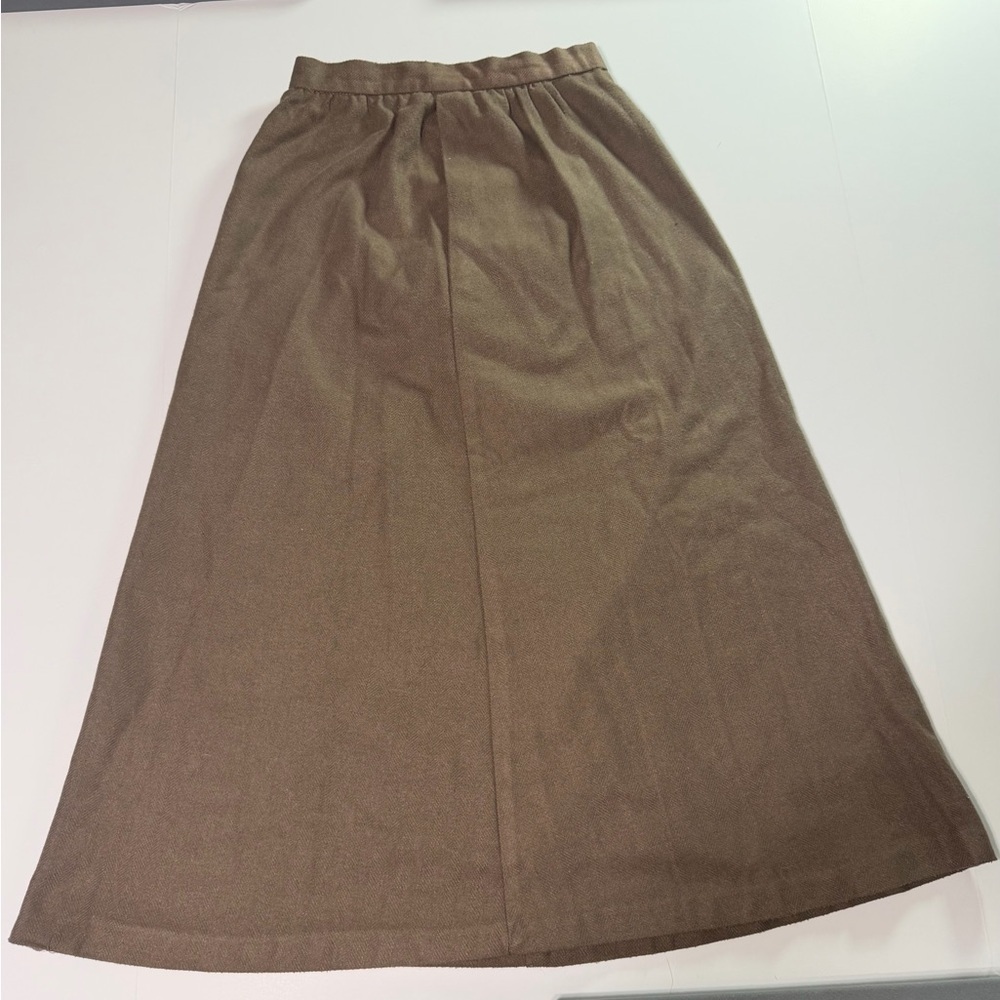 Vintage Tweed wool Chic Tan A-Line Women's Skirt